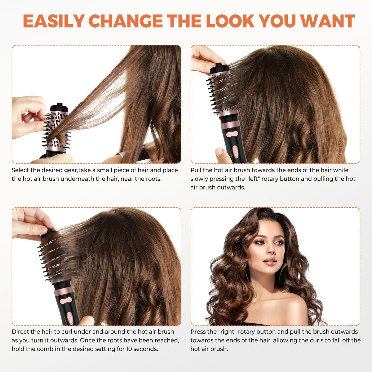 OKWRAP 360° swivel cord supports flexible styling during use.