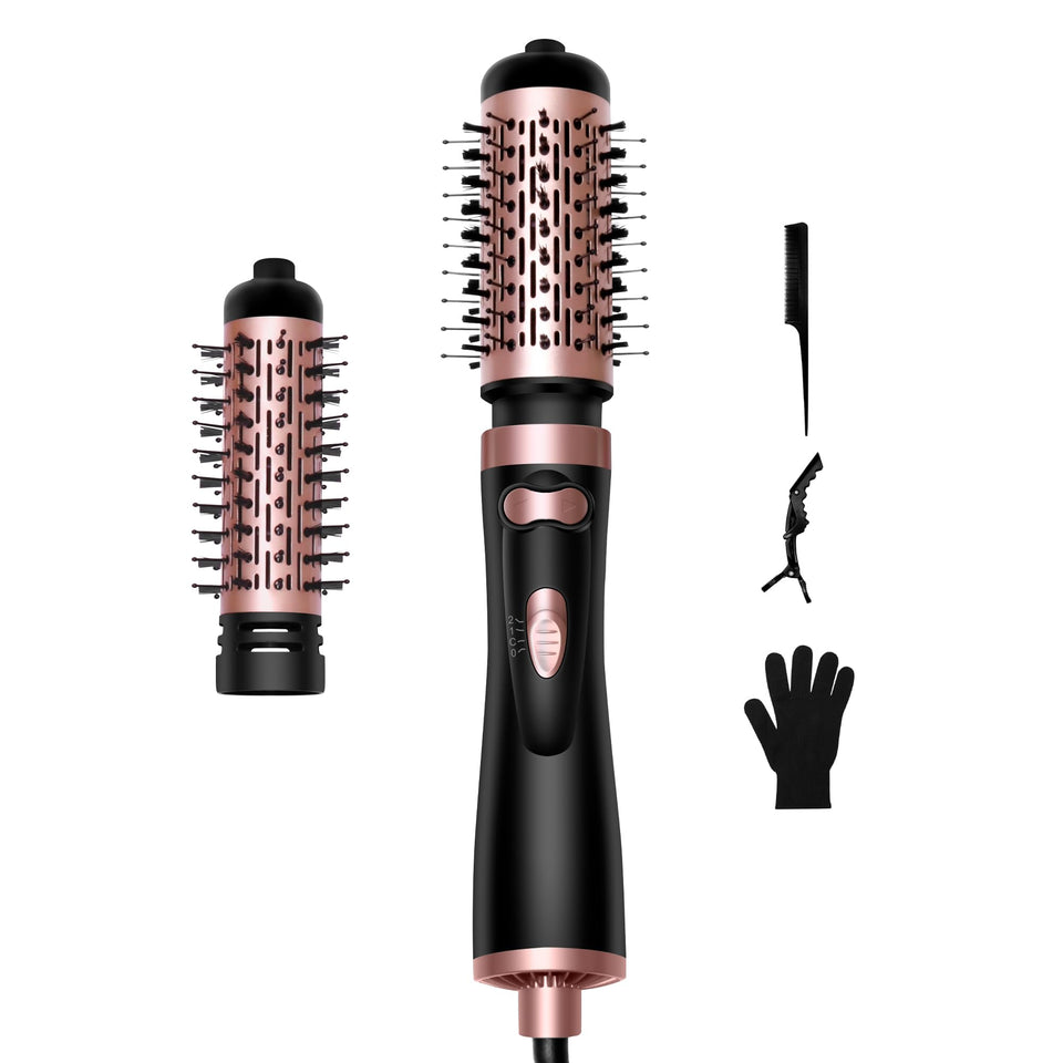 OKWRAP 3-in-1 rotating hair dryer brush assembly for quick styling.
