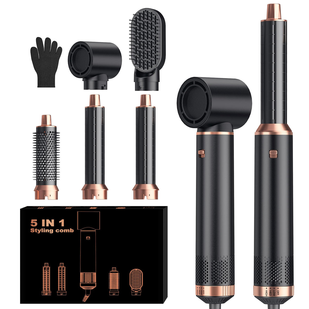OKWRAP 5-in-1 blow dryer brush setup enables fast, all-in-one styling for any look