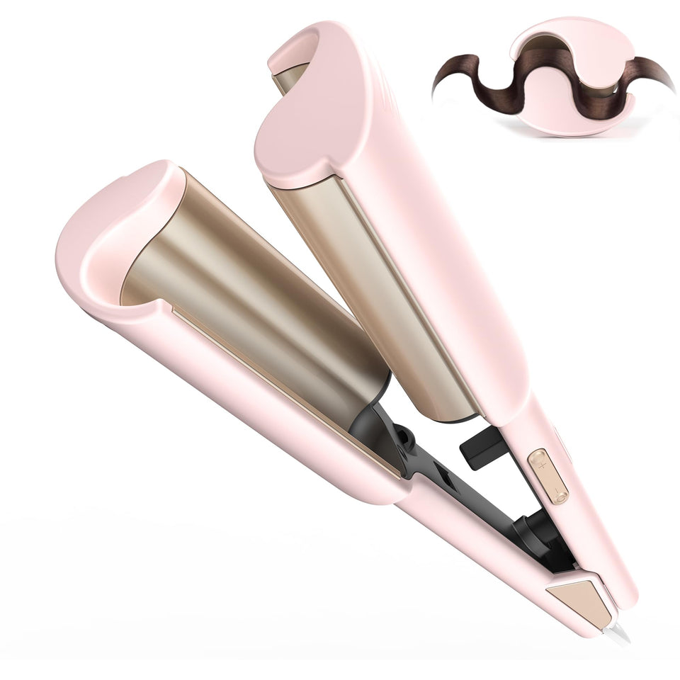 OKWRAP curling iron waver pink 1.25-inch for salon-style waves with safety design.