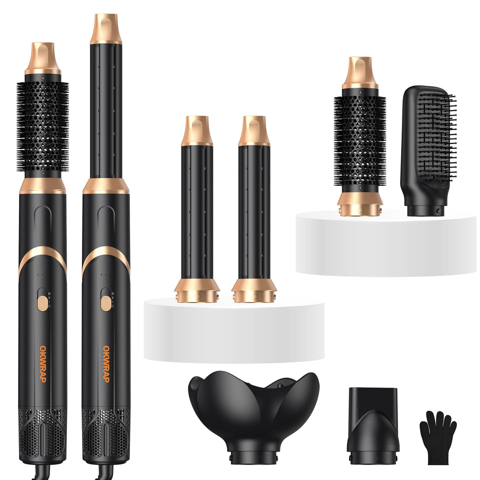 OKWRAP foldable 6in1 hair-dryer-brush for compact home styling
