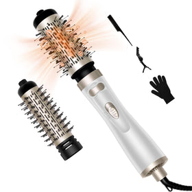 OKWRAP rotating hair dryer brush with 1-1/2 inch brush for soft curls and smooth blowouts.