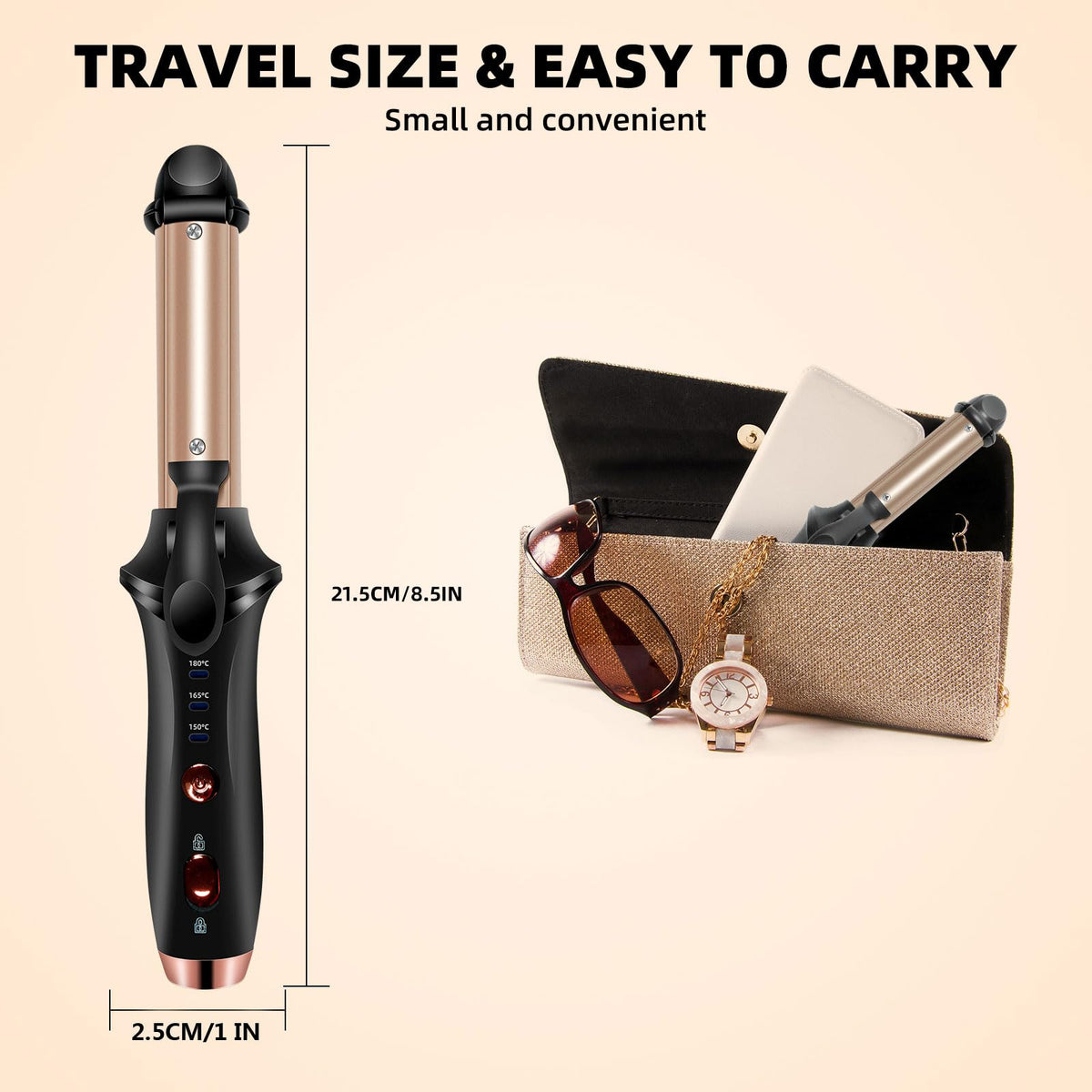 OKWRAP safety lock prevents accidental powering during travel.