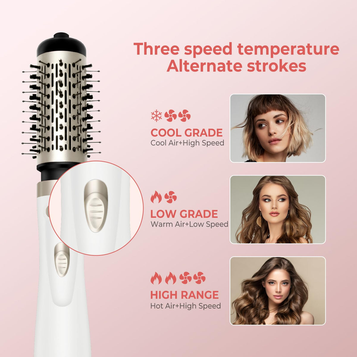 OKWRAP two interchangeable brushes enabling curling and straightening versatility.