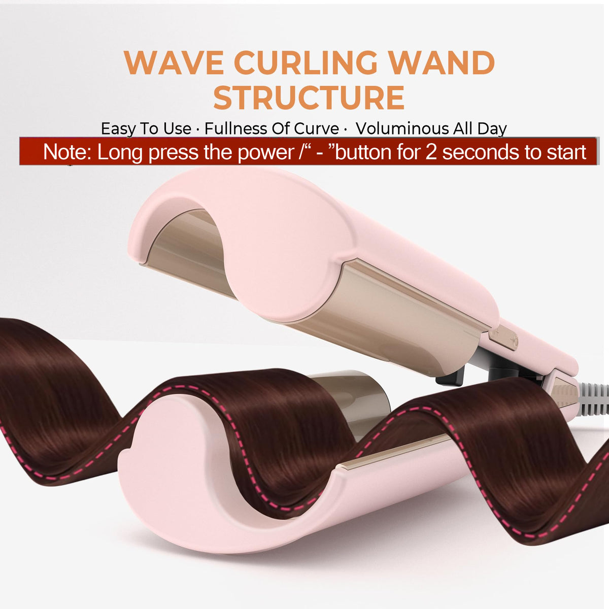 OKWRAP Waver close-up shows tourmaline coating and anti-frizz tech