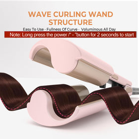 OKWRAP Waver close-up shows tourmaline coating and anti-frizz tech