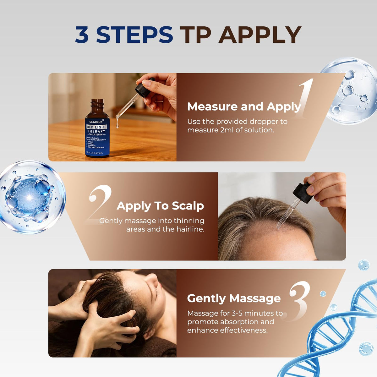 OLACLUK Fragrance-free daily-use formula suitable for sensitive scalps and devices.