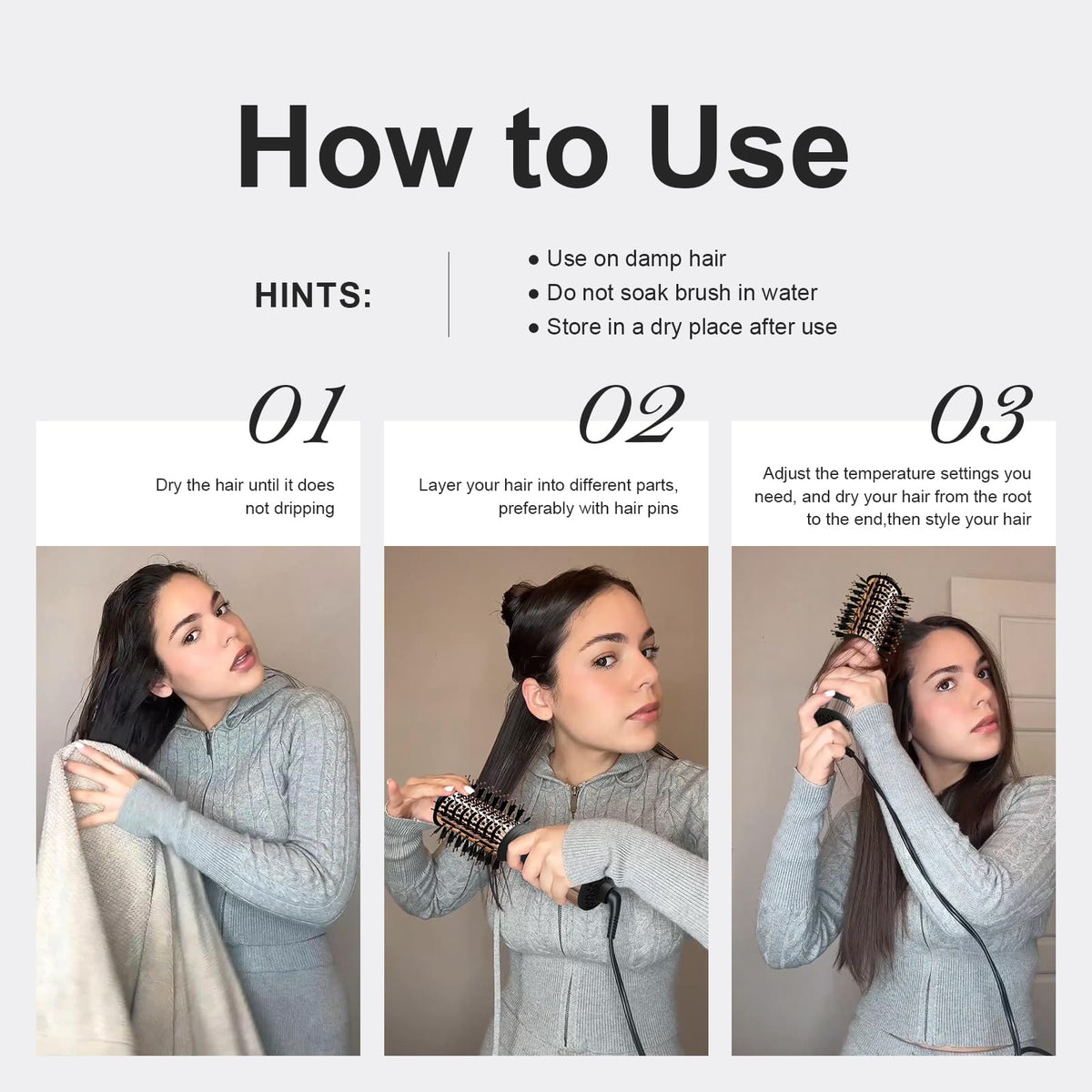 Olaermoso ergonomic handle ensures comfortable, controlled styling