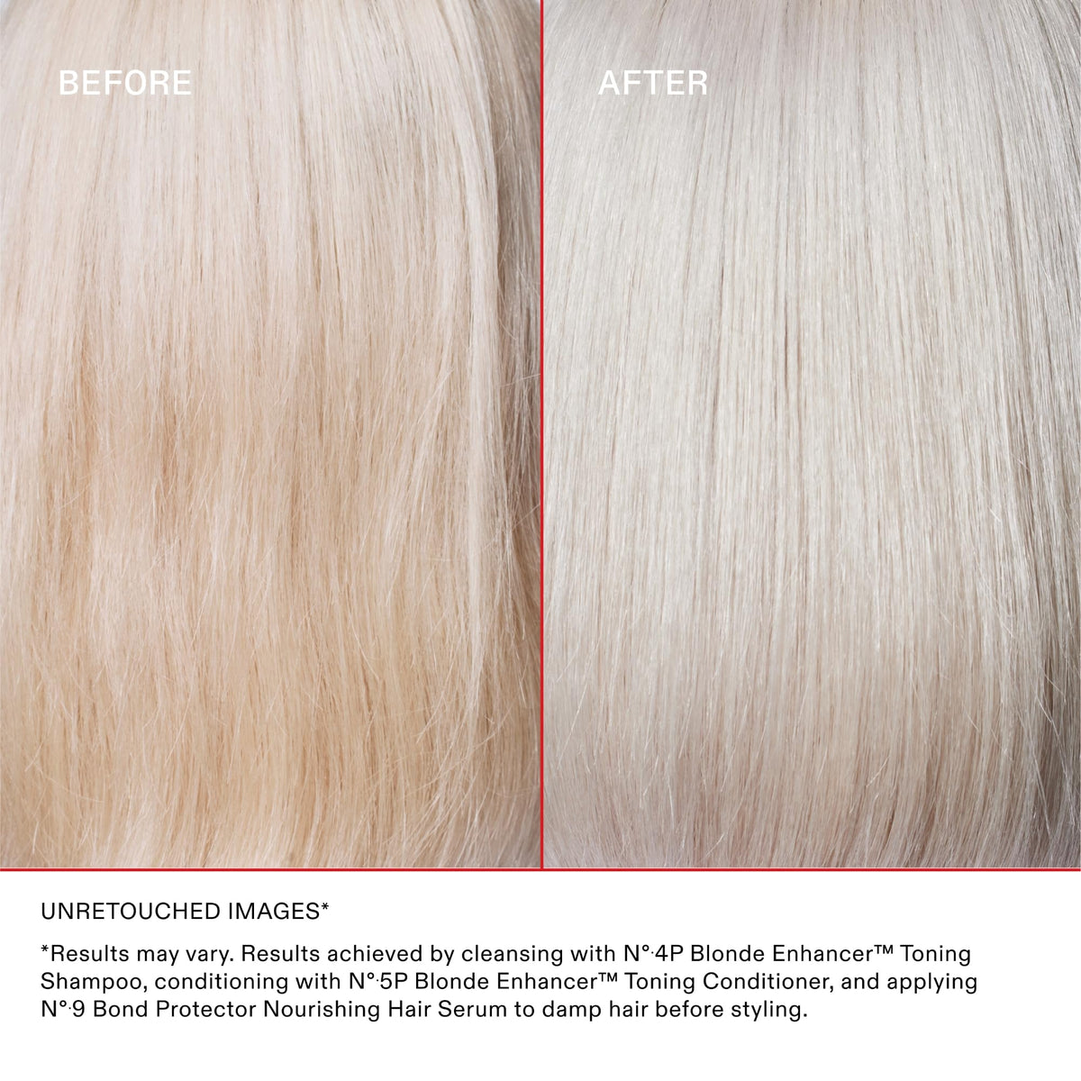 Bleached hair with Olaplex Nº.4P balanced brass and brighter tones.