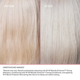 Bleached hair with Olaplex Nº.4P balanced brass and brighter tones.