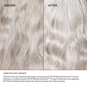 Applying Olaplex Nº.4P to strengthen and hydrate hair.