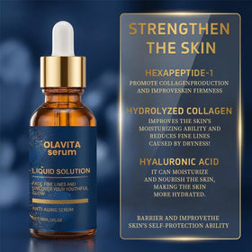 Olavita Liquid Solution Serum ingredients spotlight featuring vitamins C and E