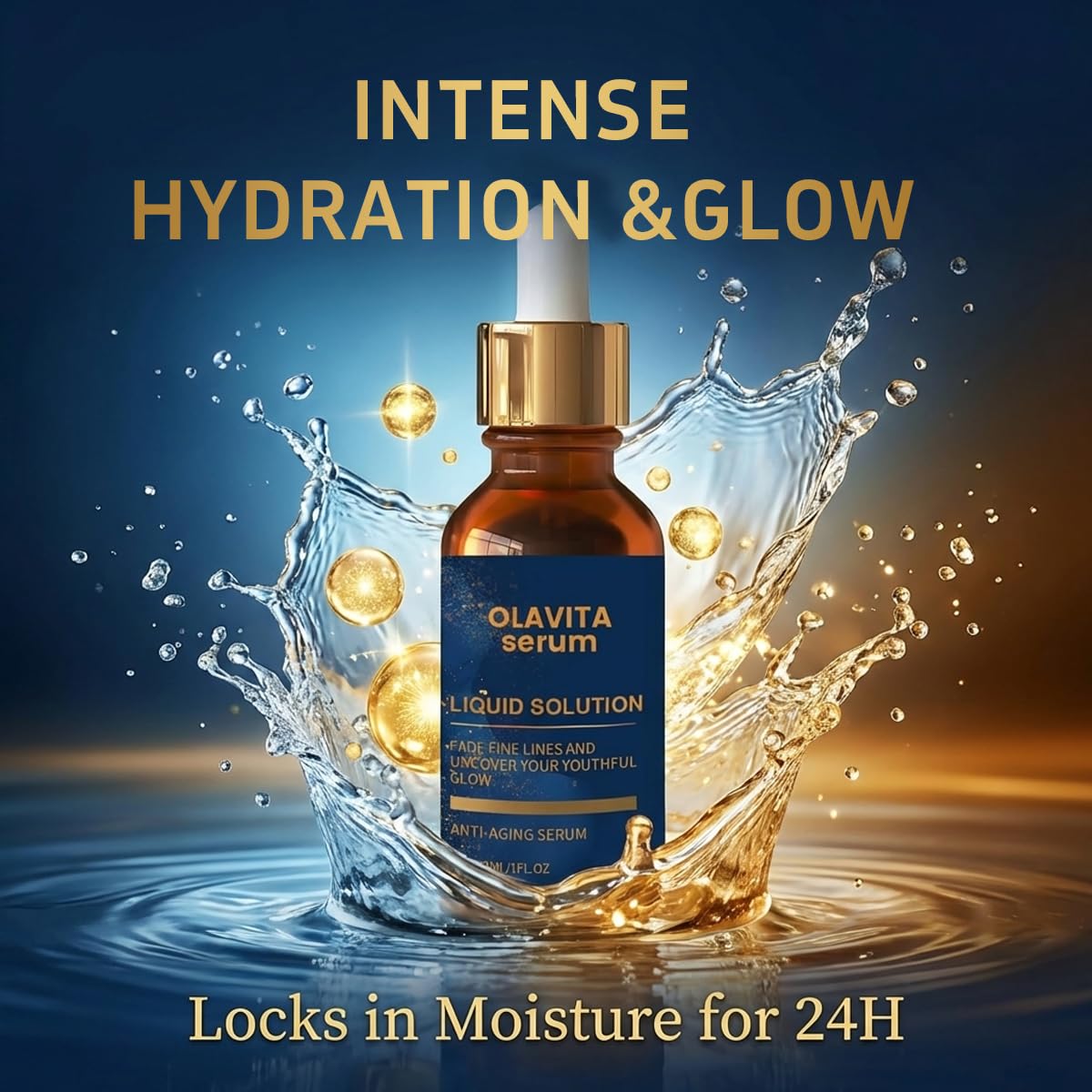 Olavita Liquid Solution Serum pour showing quick absorption and refreshing feel