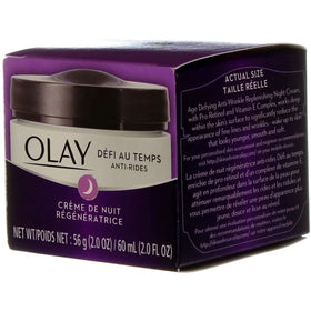 Olay cream swatch emphasizes vitamins E, B3 and B5.