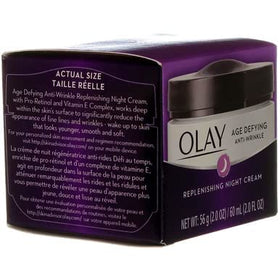 Olay product in night skincare routine showing refreshed skin by morning.