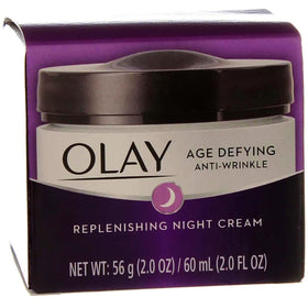 Olay Age Defying Night Cream packaging highlights 2 oz size.