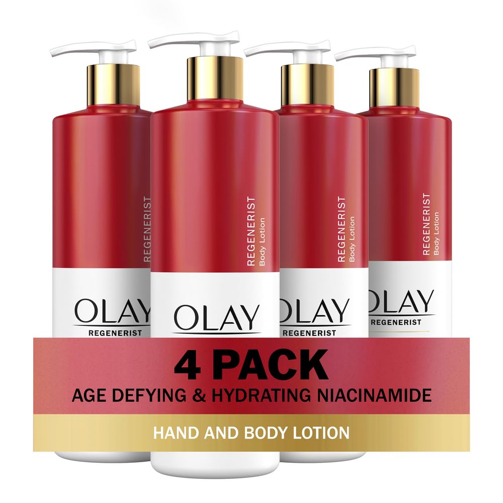 Olay age-defying body lotion Niacinamide bottle showing deep hydration.