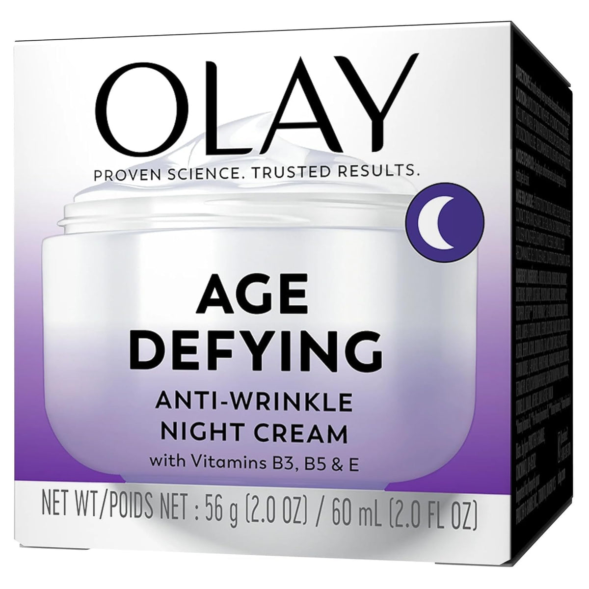 Open jar of Olay Night Cream ready for nightly application.