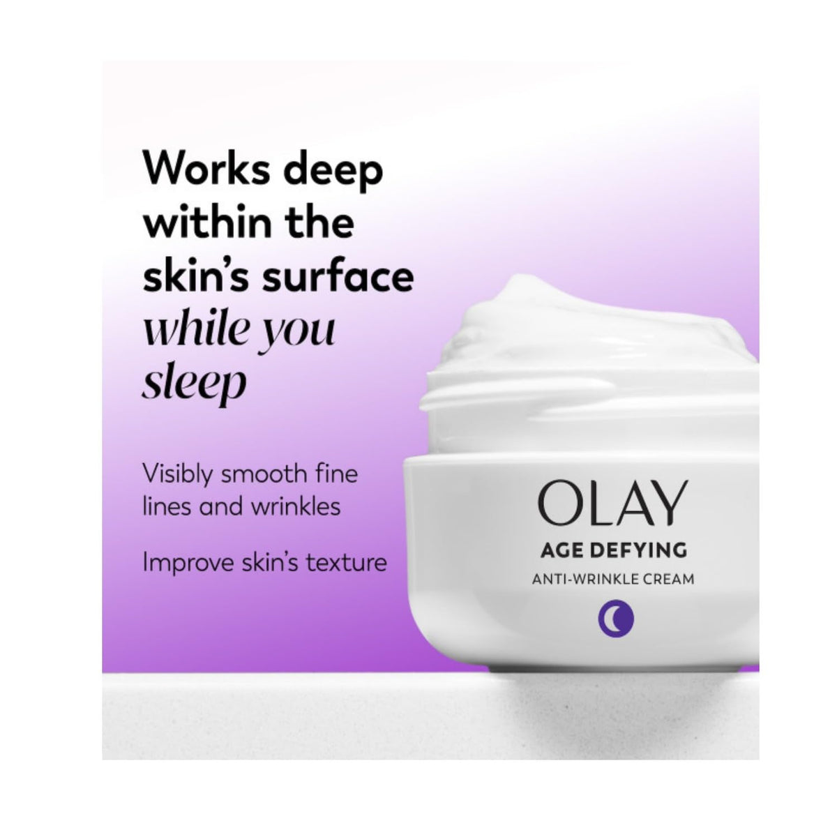 Texture swatch of Olay Night Cream demonstrates quick absorption.