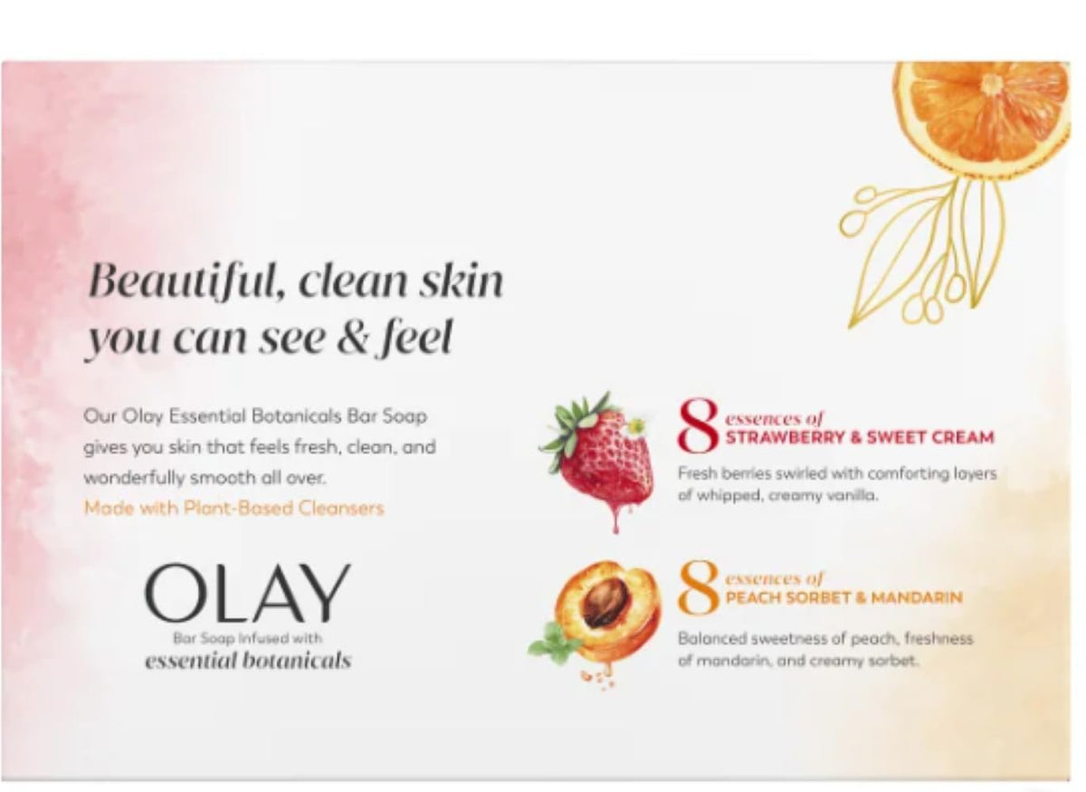 Olay Botanical Bliss bar soap with Peach Sorbet & Mandarin fragrance for uplifting hydration