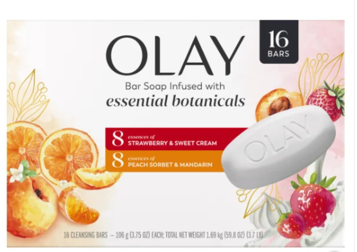 Olay Botanical Bliss bar soap with Strawberry & Sweet Cream fragrance for a refreshing cleanse