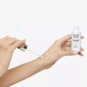 OLAY Collagen Peptide MAX serum on a clean vanity supports your morning routine