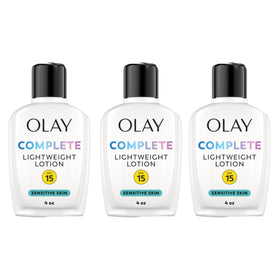 Olay Complete SPF15 sensitive cream closeup highlights gentle daily protection.