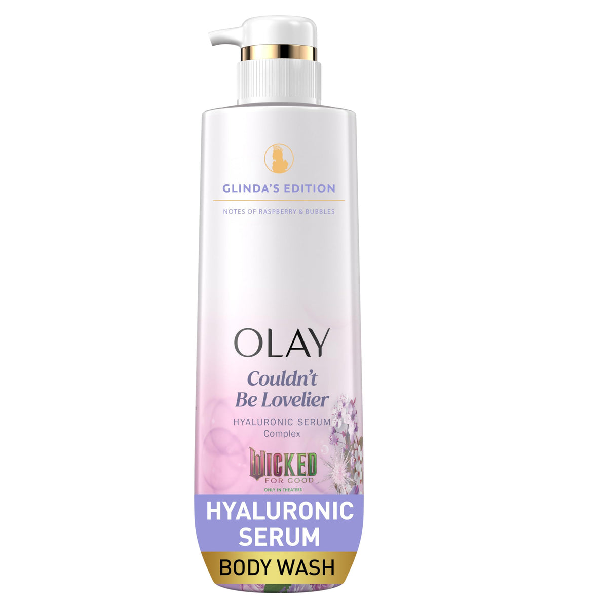 Olay Couldn't Be Lovelier Glinda's Edition bottle delivers intense hydration for dry skin.