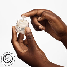 Olay Eyes cream being applied to dry under-eye skin for conditioning
