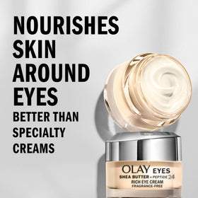 Olay Eyes fragrance-free tube of rich eye cream ready for daily use