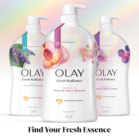 Olay Fresh Outlast bathroom scene showing the bottle on shelf.