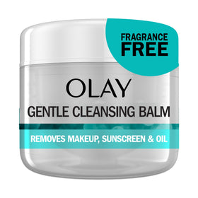 Olay Gentle Cleansing Balm bottle for easy makeup and oil removal.