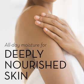 Close-up of creamy texture in bottle from Olay Indulgent Moisture Body Wash.