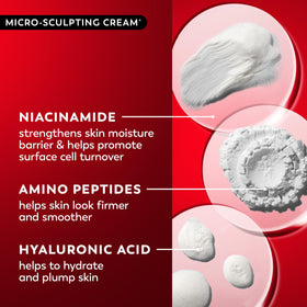 OLAY Micro-Sculpting Cream being applied to the face after serum.