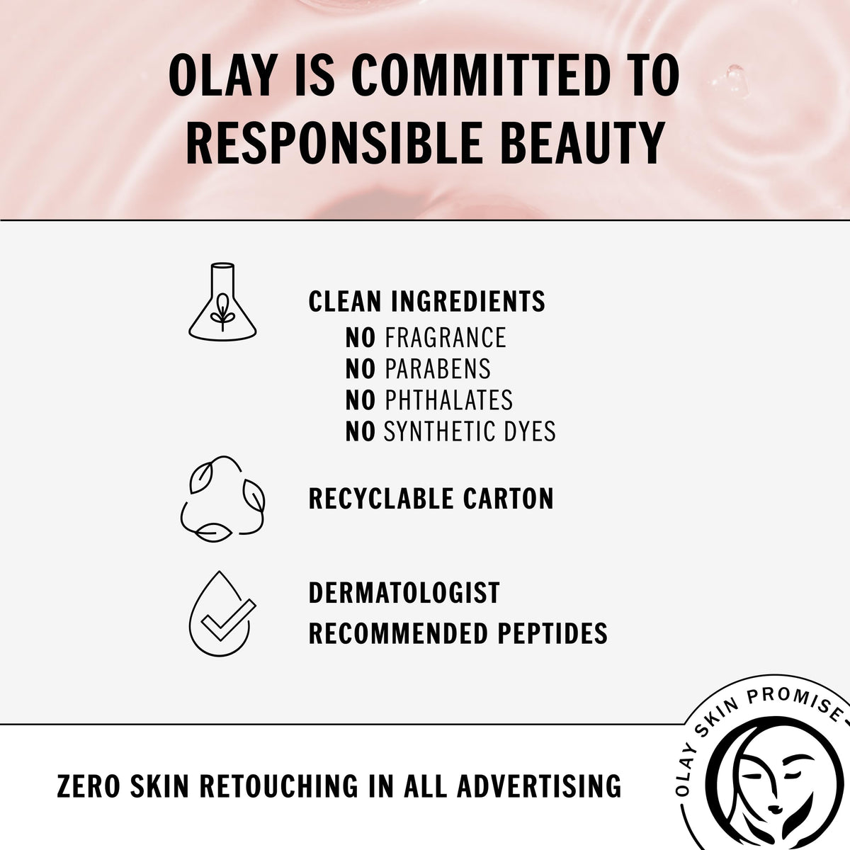 Olay Niacinamide + Peptide 24 serum texture swatch, lightweight and non-sticky.