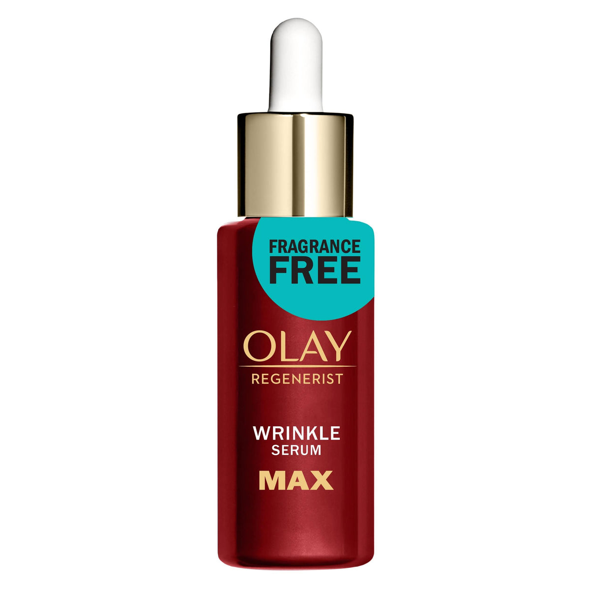 Olay Niacinamide Serum with peptides near the cap suggesting wrinkle reduction.