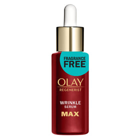 Olay Niacinamide Serum with peptides near the cap suggesting wrinkle reduction.