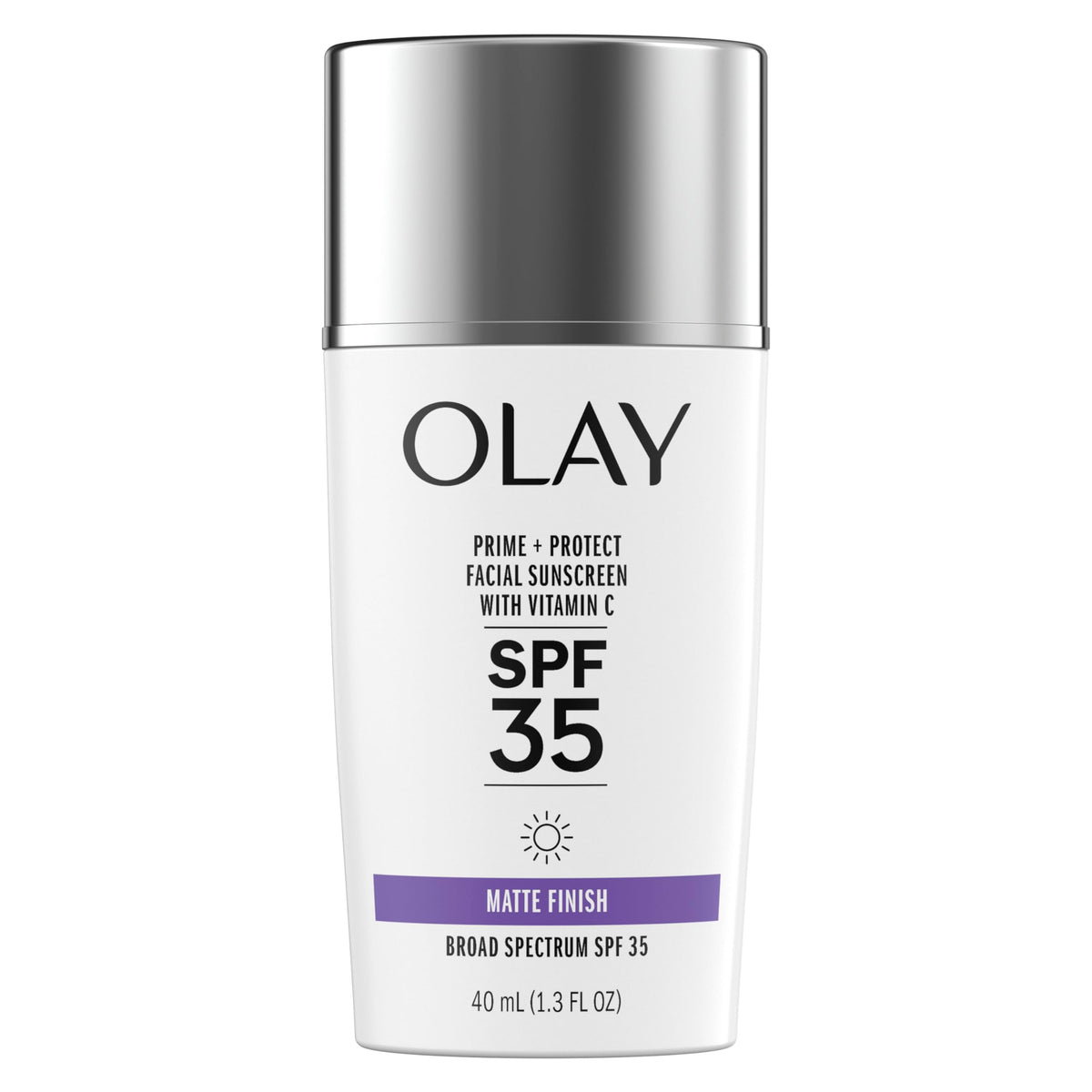 Olay Prime and Protect SPF 35 bottle ready for makeup priming