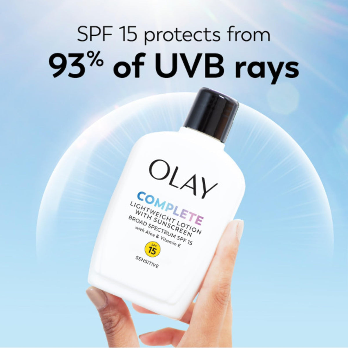 Olay quick-absorption finish closeup shows non-sticky wear after application.