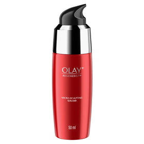 Olay Regenerist Advanced Anti-Ageing serum bottle highlights hydration for dry skin.