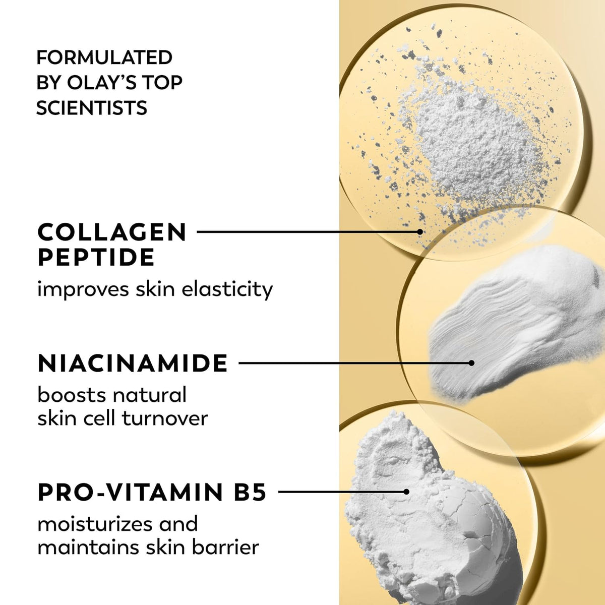 Olay Regenerist Collagen Peptide 24 cream swirl indicates rich, non-greasy texture
