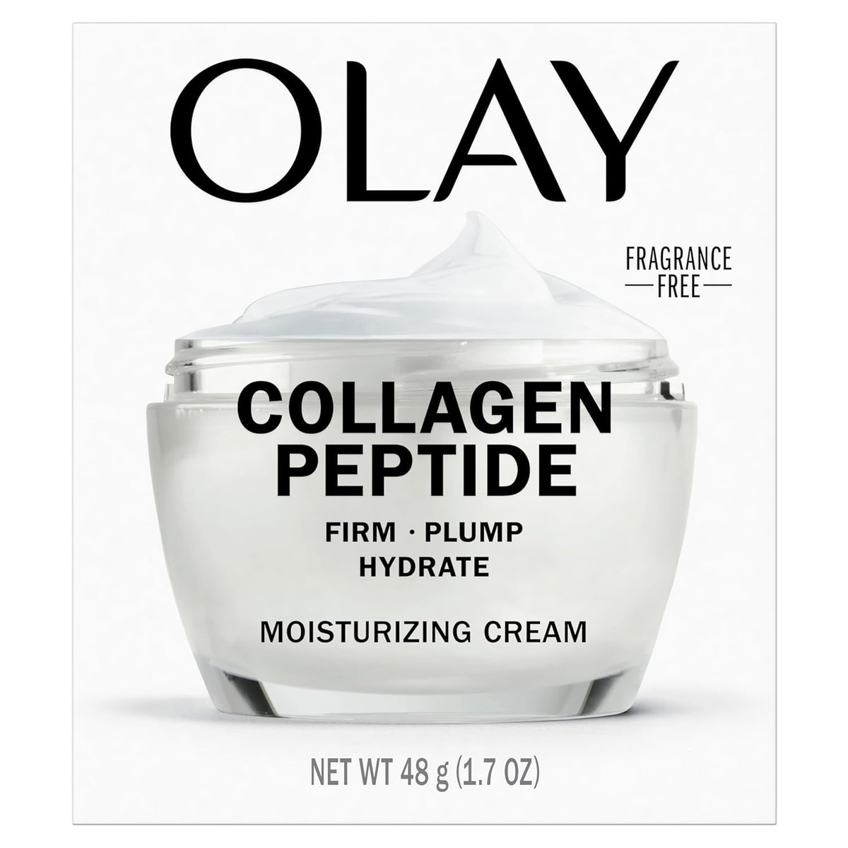Olay Regenerist Collagen Peptide 24 ingredients bottle highlights Collagen Peptide and Vitamin B3+