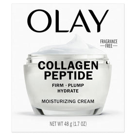 Olay Regenerist Collagen Peptide 24 ingredients bottle highlights Collagen Peptide and Vitamin B3+