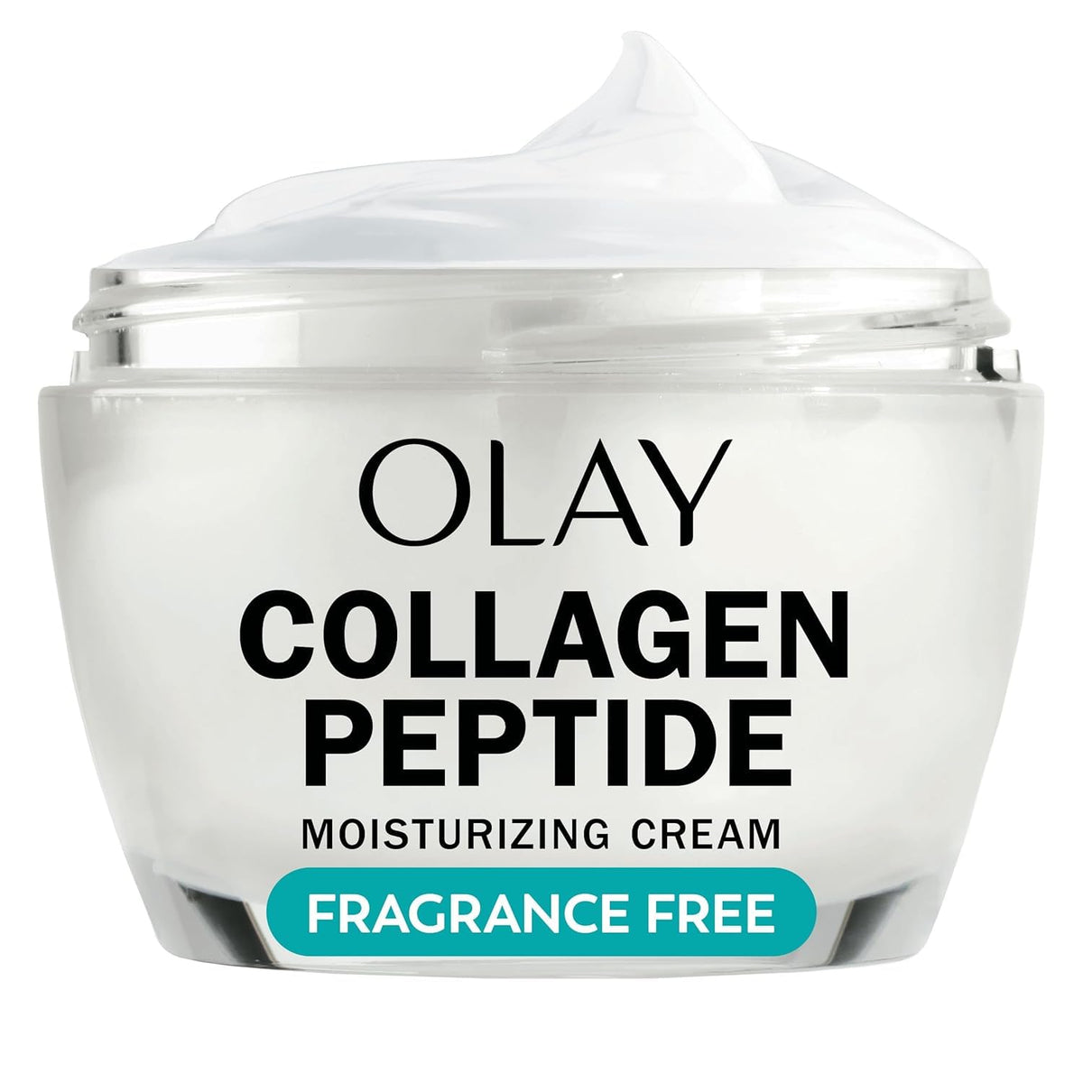 Olay Regenerist Collagen Peptide 24 jar closeup shows fragrance-free hydrating cream
