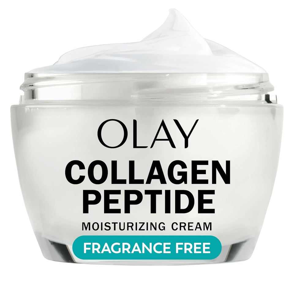 Olay Regenerist Collagen Peptide 24 jar closeup shows fragrance-free hydrating cream