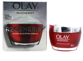 Close-up of OLAY Regenerist cream texture showing smooth absorption.