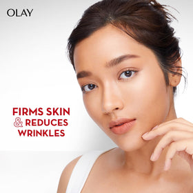 Olay Regenerist serum texture close-up shows a light, non-greasy feel.