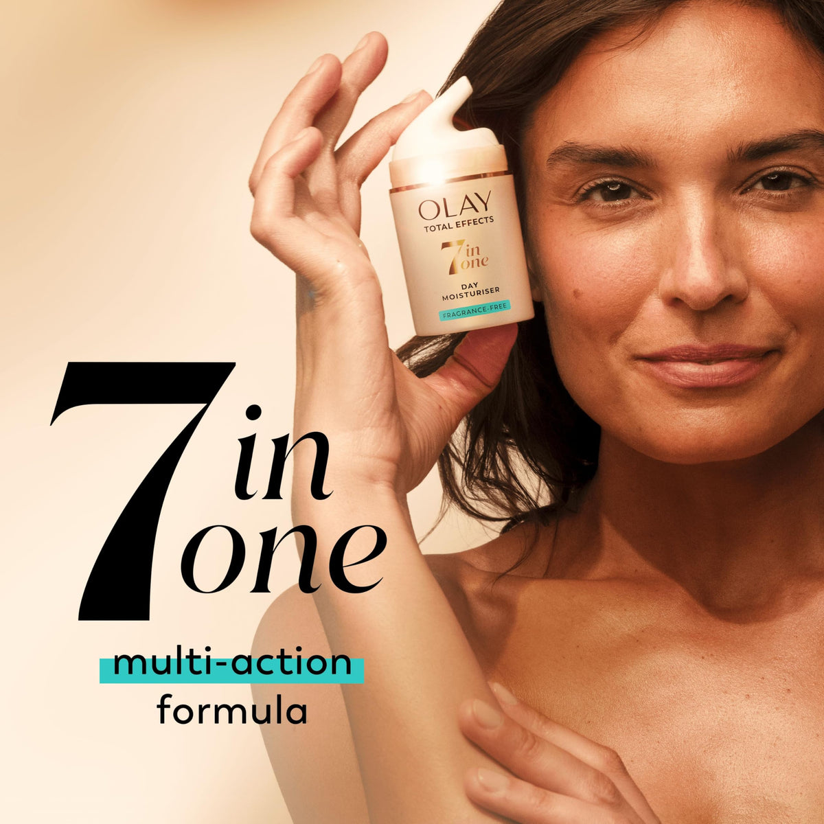 Face with subtle glow after using Olay Total Effects daily.