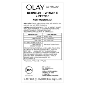 Olay Ultimate Retinol 24 packaging shows paraben-free formula.