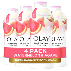 Olay Watermelon Agave bottle front displaying refreshing cleanser for daily use